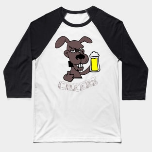 Friendly Dog Drinking Beer Baseball T-Shirt